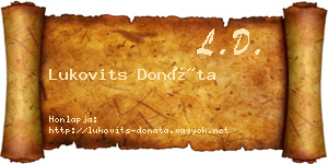 Lukovits Donáta névjegykártya